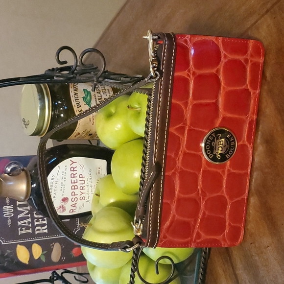 Handbags - Dooney Dooney & Bourke Wristlet Red Embossed Croc Minibag NWOT